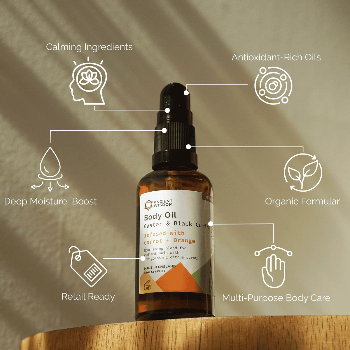 Organický telový olej 50 ml – Mrkva & Pomaranč