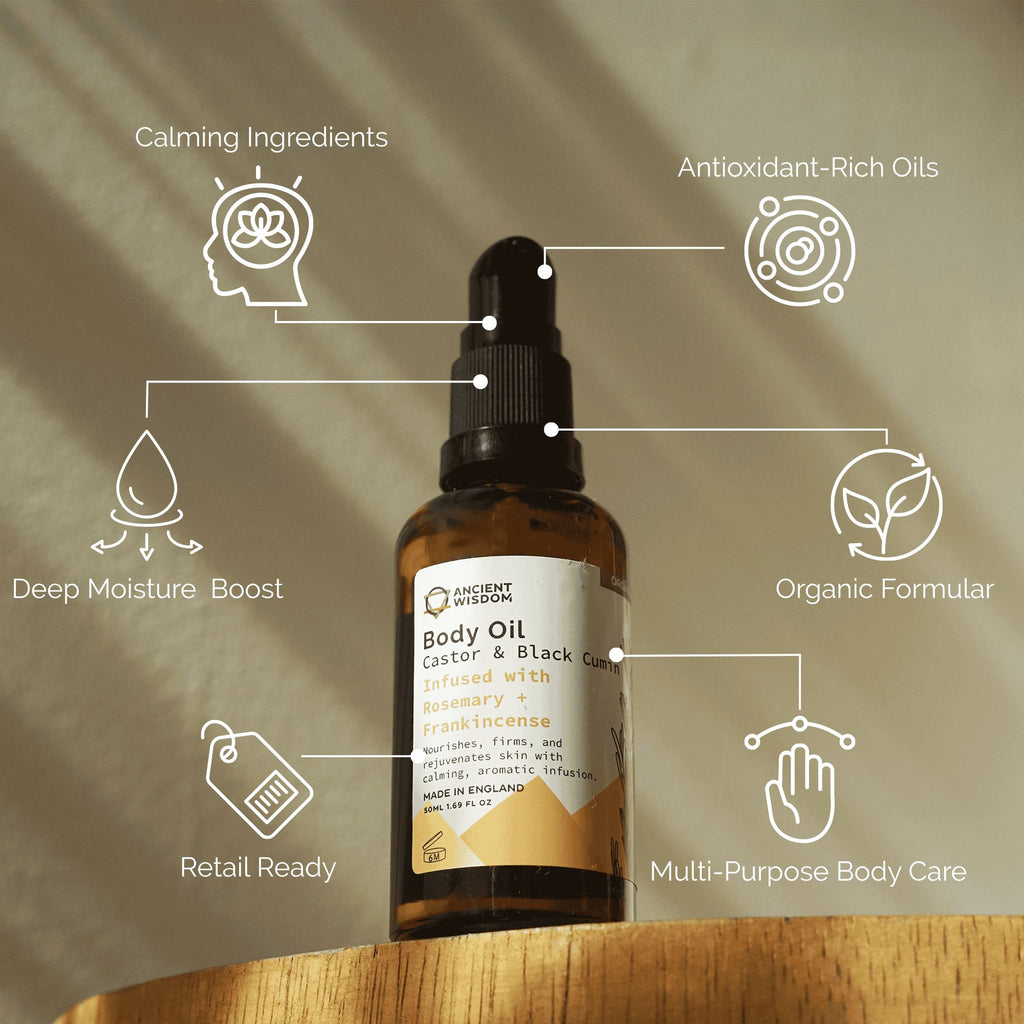 Organický telový olej 50 ml – Rozmarín &amp; Kadidlo