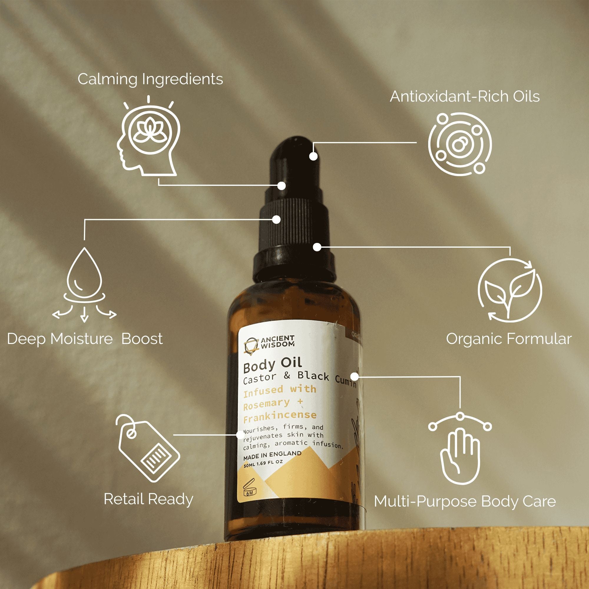 Organický telový olej 50 ml – Rozmarín &amp; Kadidlo