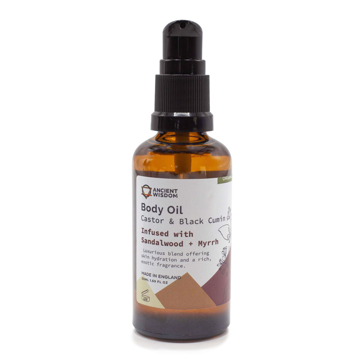 Organický telový olej 50 ml – Santalové drevo & Myrha